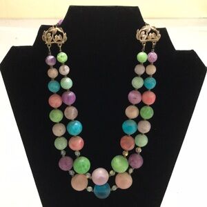 | Vintage (60’s) Pastel Large Beaded Necklace…18”